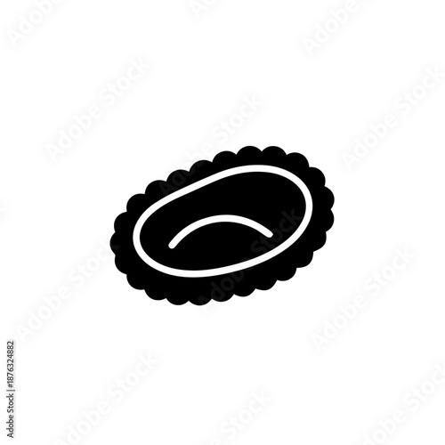 Black ceramic dish with scalloped edge isolated on white background, Vector