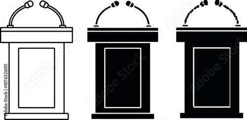 Vector icon set speech podiums debate lectern