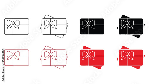 A collection of gift card icons in various colors and styles