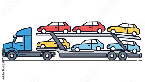 Truck transporting multiple cars