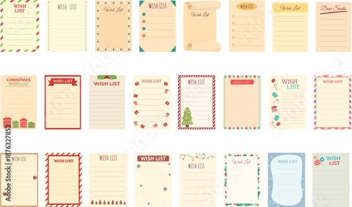 Christmas Themed Pixel Art Stationery and Lists vector