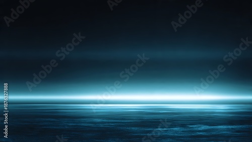 Bright Blue Horizon Light on Dark Water Keywords: abstract, background, blue, dark, deep