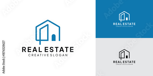 Minimalist Home Property Symbol Logo Design with Initial Letter P for Real Estate Vector Template