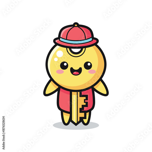 Cartoon Character Holding Key Illustration