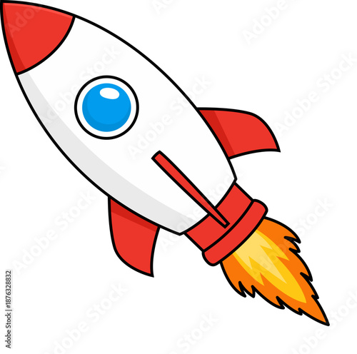Red rocket cartoon illustration
