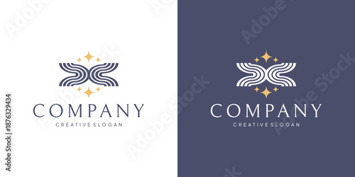 Premium Logo Symbol Template for Fashion and Beauty Property Company with Sparkling Stars Vector Design