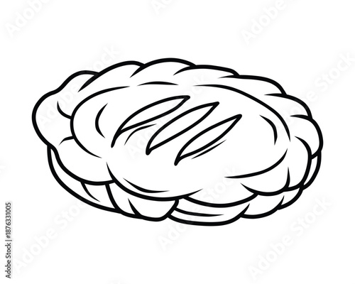 Baked Pastry Outline Vector Icon - Pie, Turnover, or Empanada