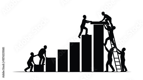 Business team working together to climb success bar chart graph with teamwork and partnership
