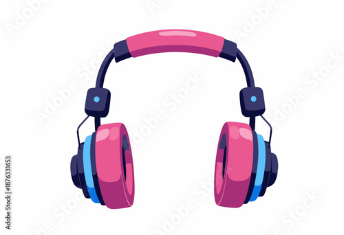 Vibrant Illustration of Stylish Pink and Blue Over-Ear Headphones for Music Lovers and Audio Enthusiasts Looking for Funky Accessories