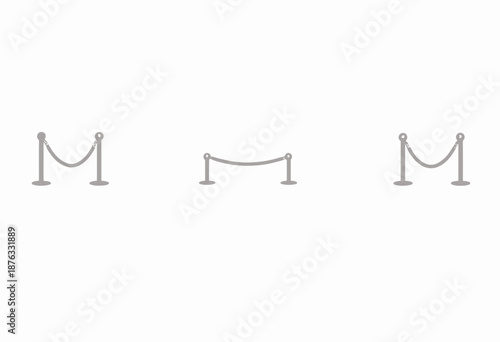 Illustration of Three Metal Stanchions with Red Velvet Ropes in Various Heights Against a Plain Background