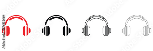 vintage headphone icon vector, headset icon symbol vector, silhouette and line art