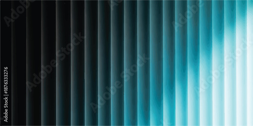 Light Beam Casting Shadow Over Turquoise Parallel Columns Background