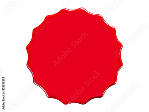 Red wooden board starburst shaped with round corner isolated.