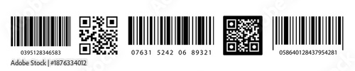 Qr code barcode vector template set