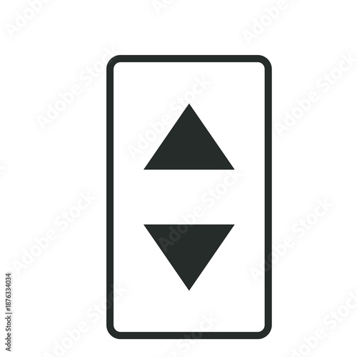 Elevator up down button icon line lift way up and down lobby hall sign, Simple symbol. Passenger elevator, slide door. 