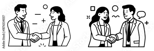 Business partners' handshake in vector illustration