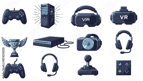 Social Media and Communication Icon Set Representing Networking Sharing Video Content Engagement and Digital Interaction
