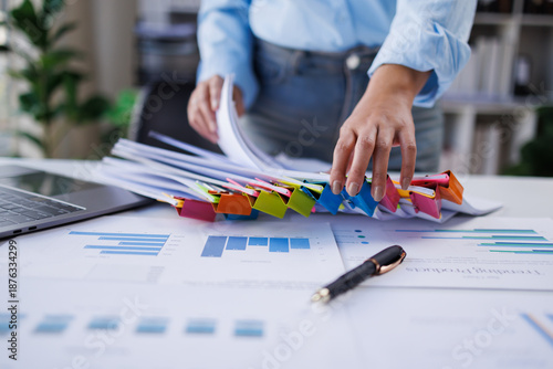 Bilde på lerret Business Documents, Auditor businesswoman checking searching document legal prep