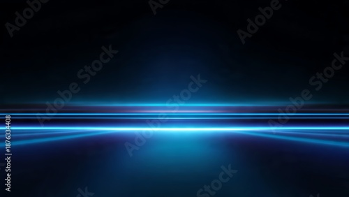 Futuristic Blue Light Horizon with Dark Background