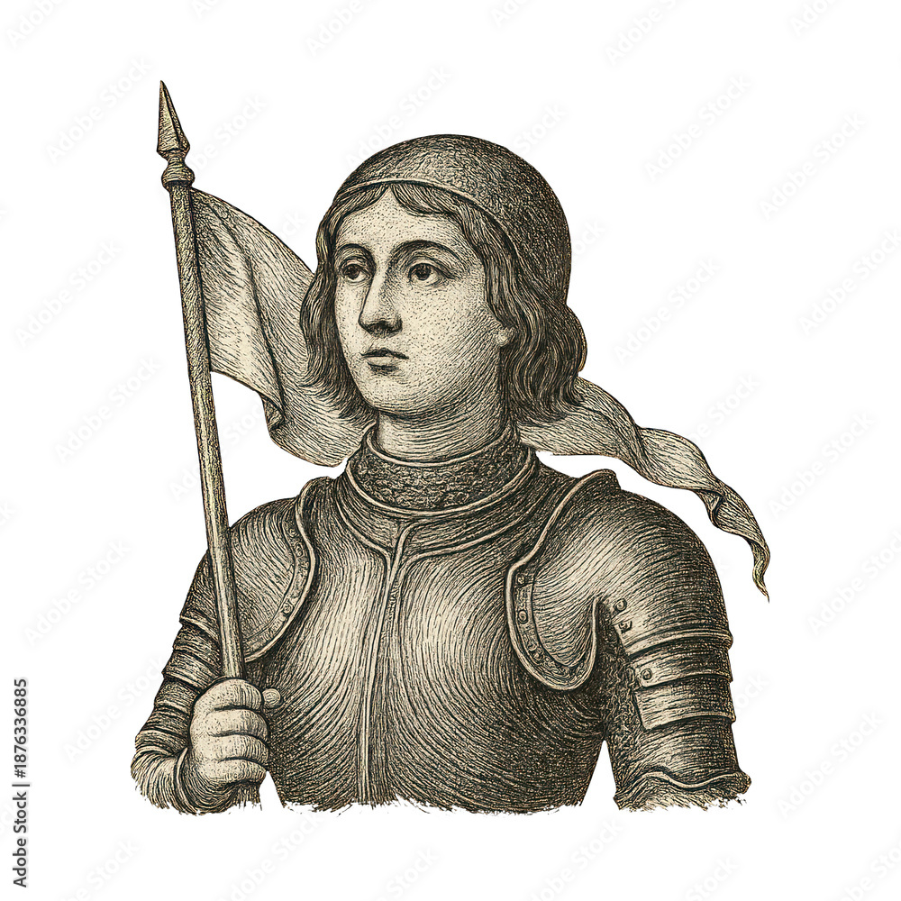 Obraz premium PNG Medieval warrior woman illustration.