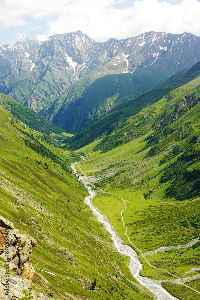 Fototapeta premium Taschach stream not far from Pitztaler glacier, the Austrian Alps 
