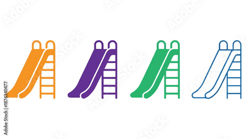 A colorful illustration of playground slides in different vibrant colors