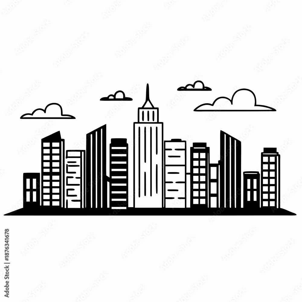 Obraz premium city skyline vector illustration