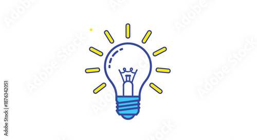 Bright yellow and blue glowing lightbulb icon representing a new creative idea, innovation, or clever breakthrough.