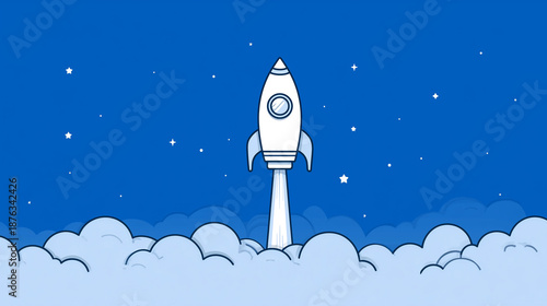 Rocket launch illustration for success concept