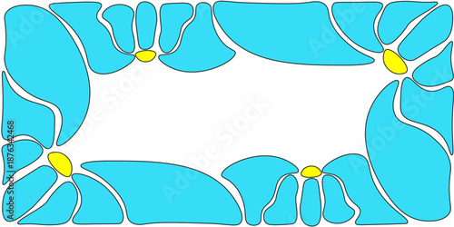 Abstract Floral Frame with empty space for text. Vector illustration of hand drawn daisy Frame in trendy Abstract style with copy space isolated white background. Perfect summer Frame. Editable