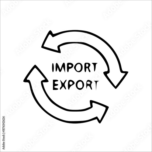 Circular arrows illustrating the concept of import and export trade, symbolizing global commerce and business exchange