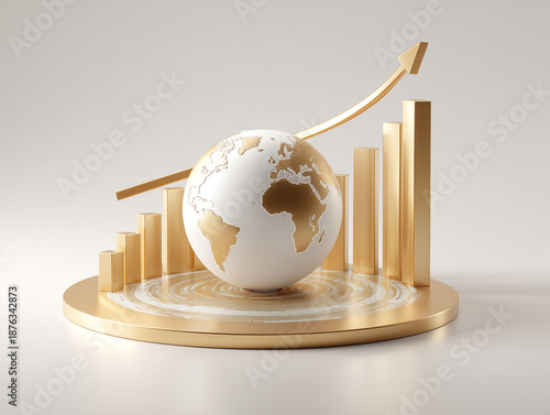 Economic growth with globe and arrow