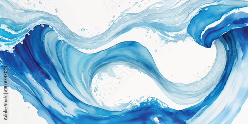 Powerful Crashing Blue Wave Abstract Art for Dynamic Energy Concept