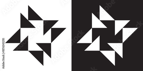 Geometric Star Pattern Vector in Black and White