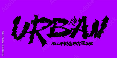 Rough Furry Graffiti Font Jagged Logo Alphabet Vector Wild Art Letter Set Modern Typography, Creative Typographic Design Title Text, Poster Headline, Type Logotype, Horror Fonts. Vector Typeface