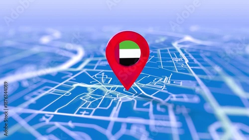 Uae Flag Pin Location On Digital Map Revealing By Cloth