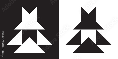 Geometric Star Pattern Vector in Black and White