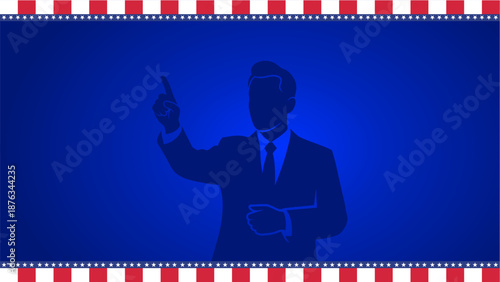 Colorful poster vector design with president icon and american flag frame as president's day commemorative material