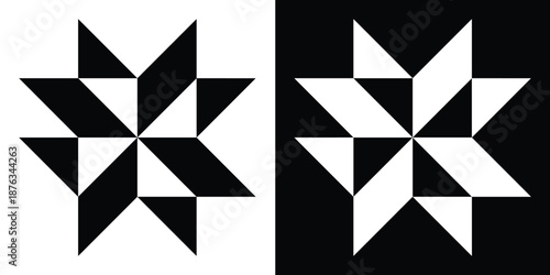 Geometric Star Pattern Vector in Black and White