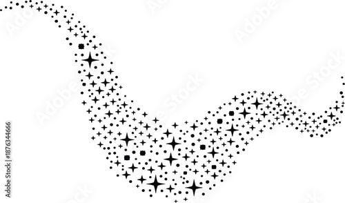 Magical sparkling star trail vector, glittering cosmic dust wave, celestial stardust swirl, decorative light effect element