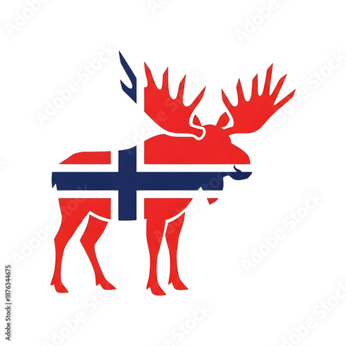Moose with Norwegian flag design