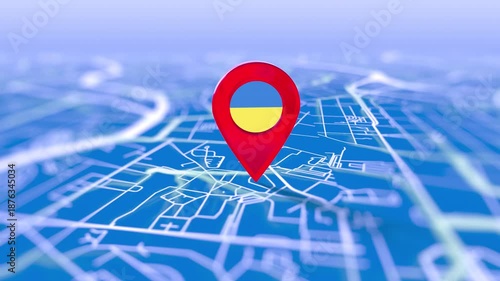 Ukraine Flag Pin Location On Digital Map Revealing By Cloth
