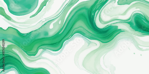 Serene Seafoam Green Alcohol Ink Abstract Background with Flowing Liquid Marbling and White Space