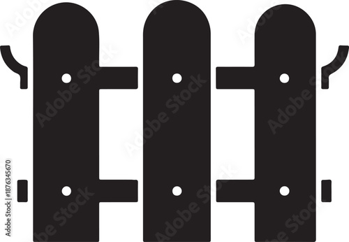 Black gate hinges and fence panels silhouette