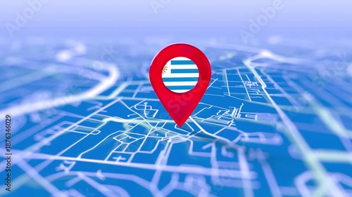 Uruguay Flag Pin Location On Digital Map Revealing By Cloth