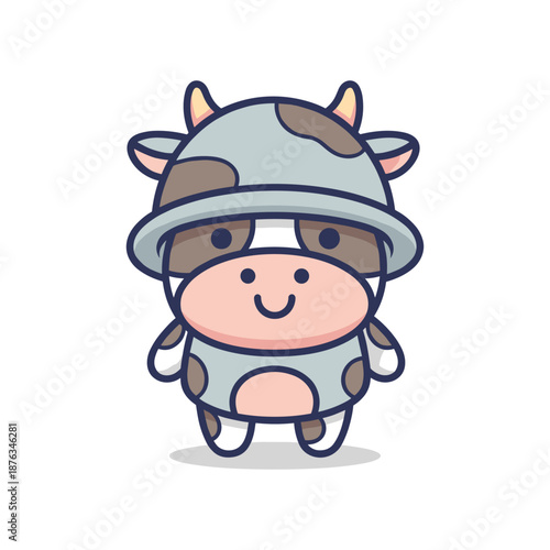 Cartoon Cow in Knight Armor Illustration