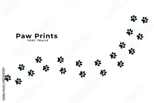 cute paw print trail white background design