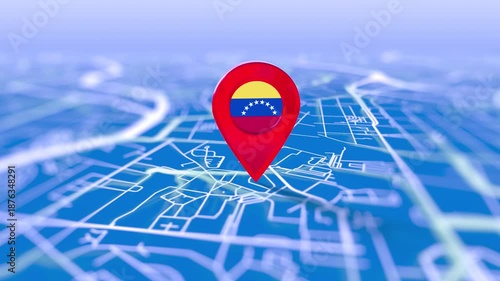 Venezuela Flag Pin Location On Digital Map Revealing By Cloth