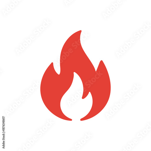 Fire flame icon. Hot burn sign and symbol. Campfire or bonfire energy silhouette. Vector illustration isolated on white background.