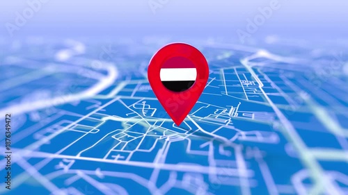 Yemen Flag Pin Location On Digital Map Revealing By Cloth